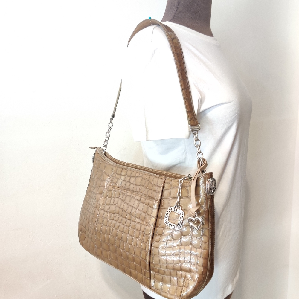 Brighton Croc Patent Leather Shoulder Bag